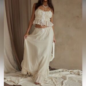 12th Tribe- Dahlia Baby Yellow Maxi Skirt